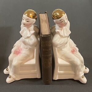Vintage Bookends Pierrot Harlequin Set of 2